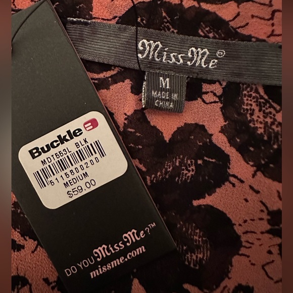 Miss Me Black Floral Lace Blouse Top Size: M - Picture 5 of 5